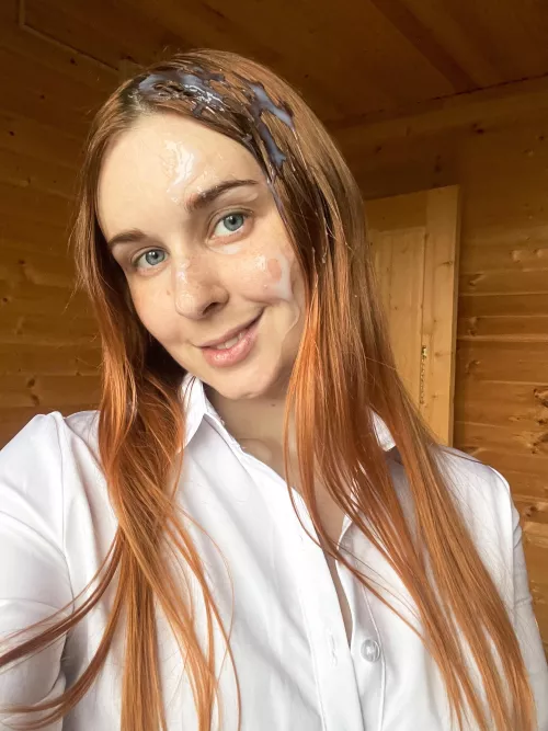 I love taking photos with cum on my hair by Asorugni