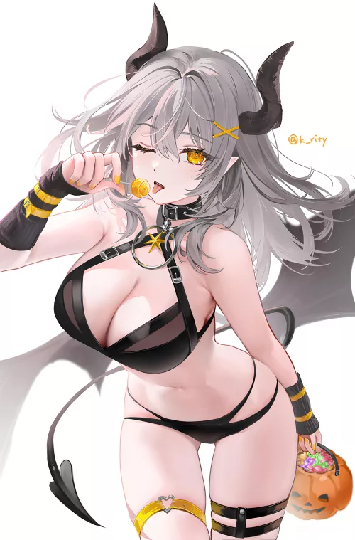 Stelle dressed as a succubus for Halloween [Honkai: Star Rail] by marxsander2016
