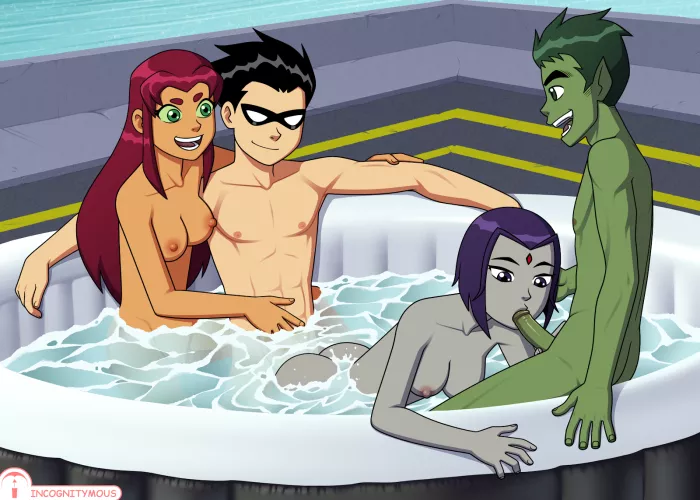 Titans in the jacuzzi (by incognitymous)  by RykerDude96