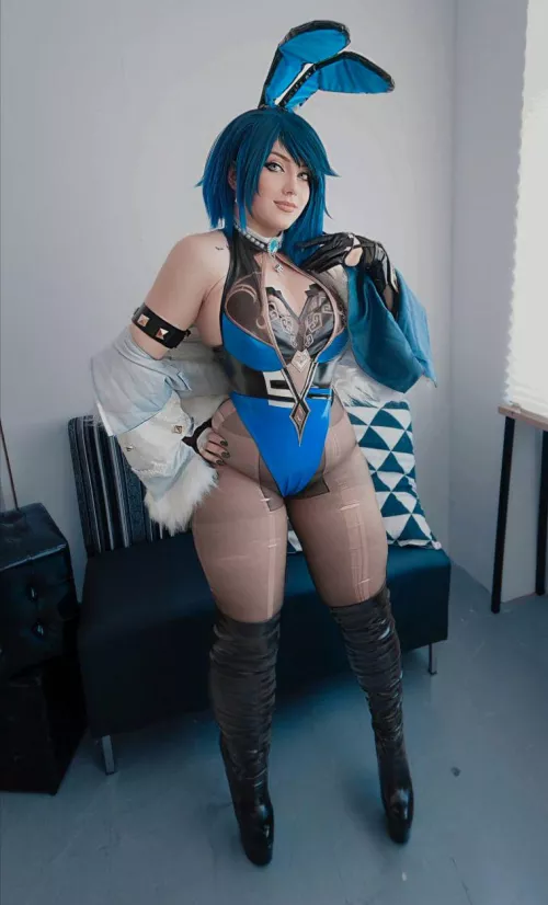 Yelan cosplay by (Kuroitsune)  by Kuroxkitsune