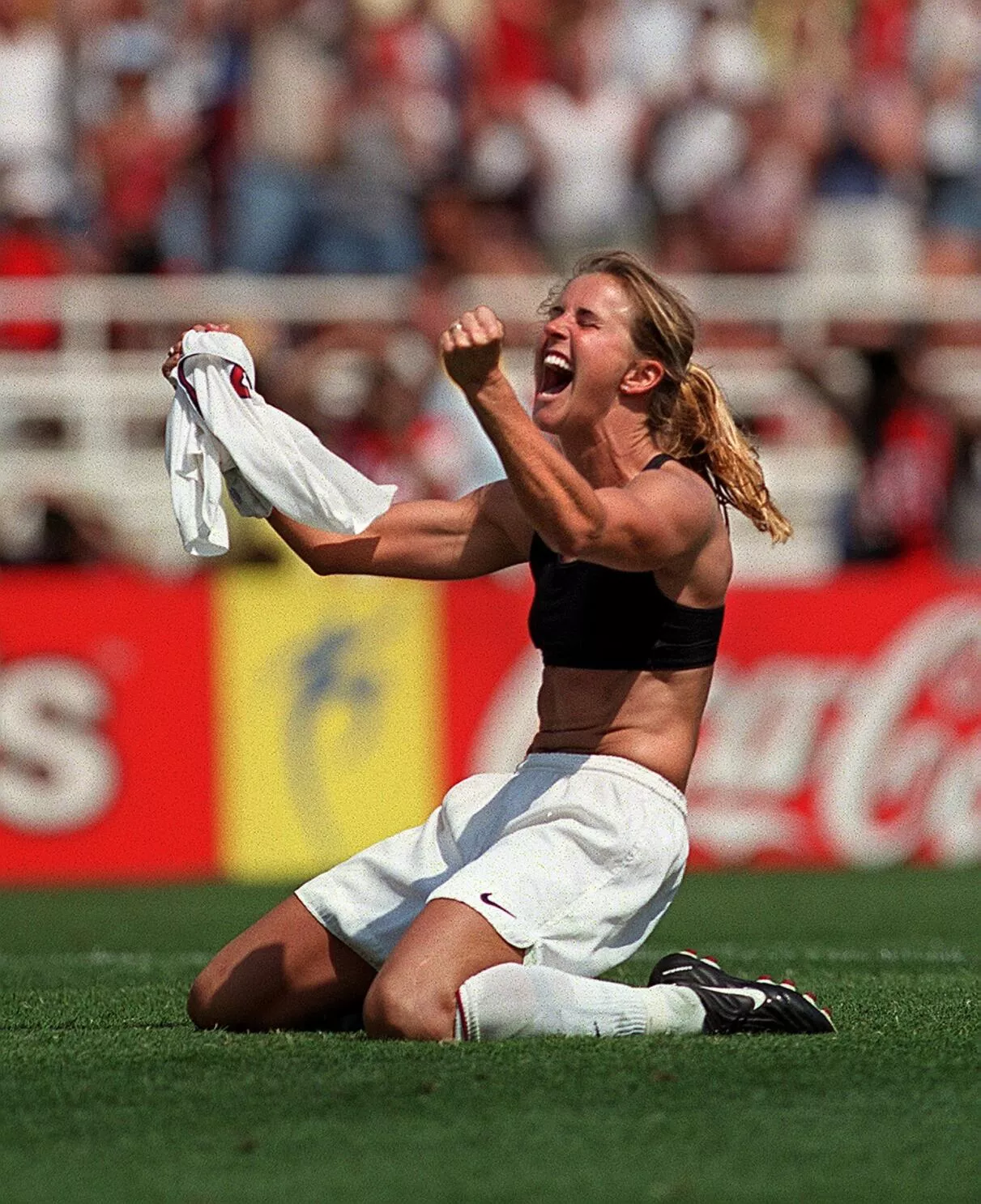 Brandi Chastain's 1999 World Cup celebration. posted by gratefuldeadsea