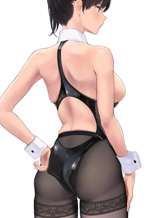 Bunny Kaga adjusting her leotard (Wa/Genryusui) [KanColle] by llamanatee