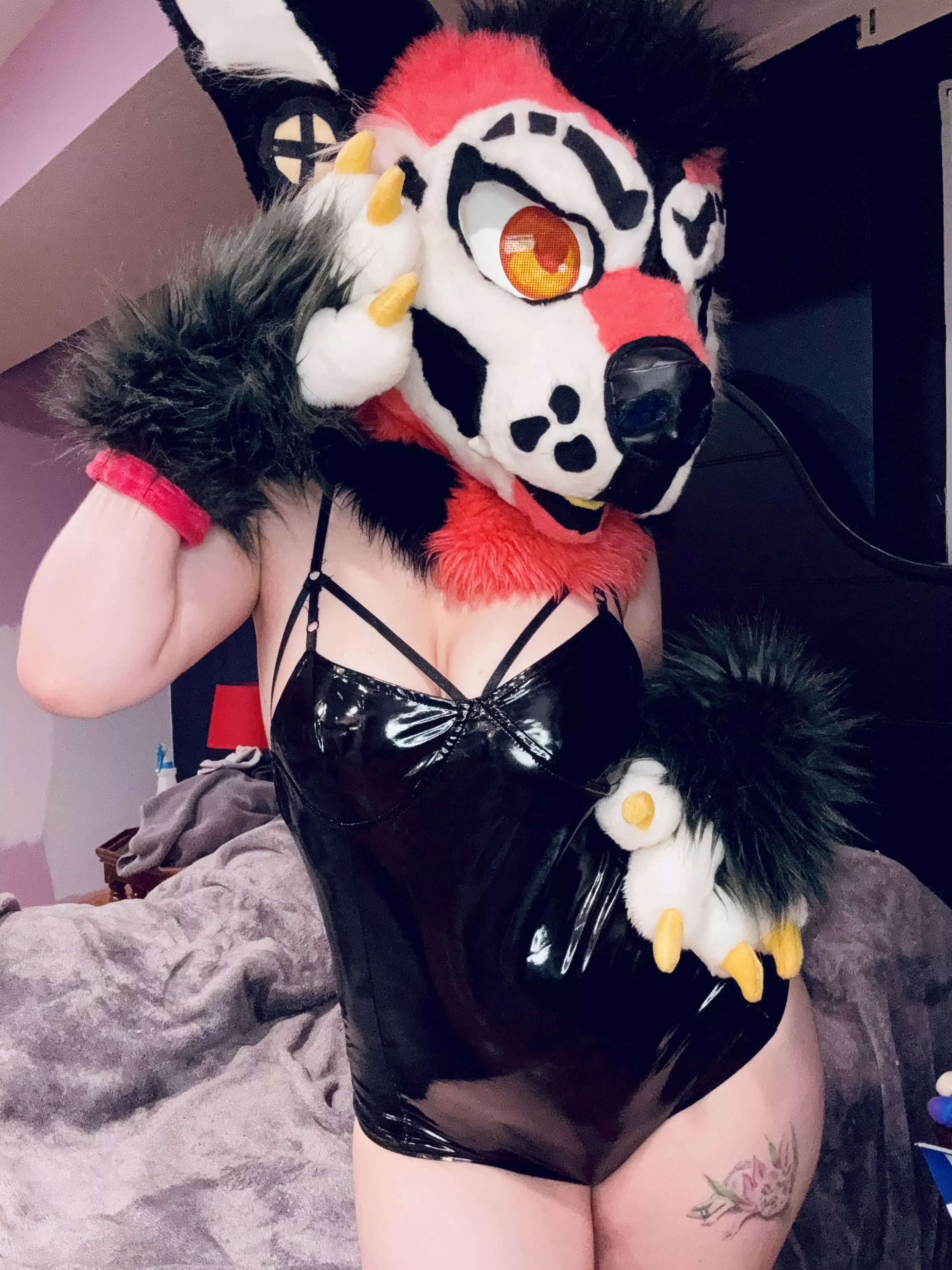 Do you like the sounds that shiny material makes? 🤭🐾🖤 Socials: Styradoggy posted by SpacemanWhale