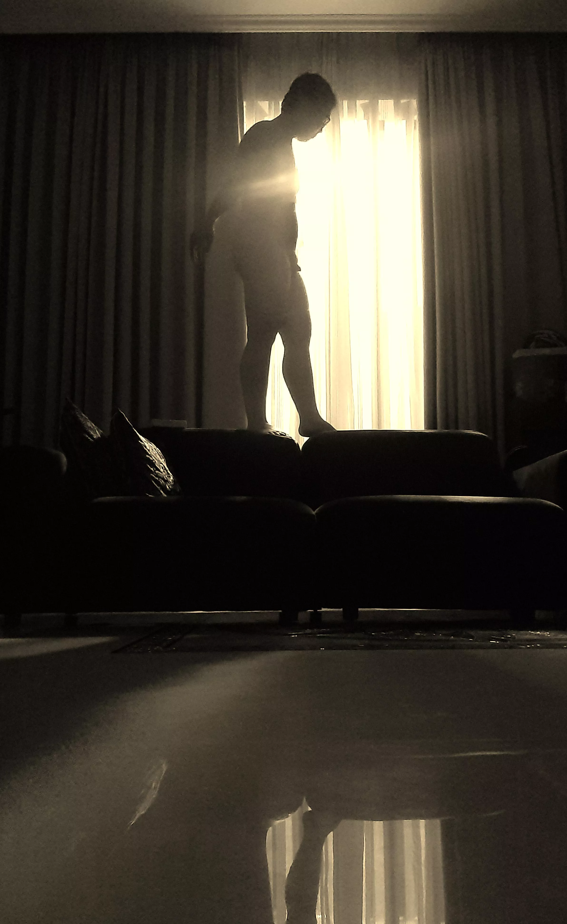 My window on the ground floor is quite large, so I seldom draw the curtains. But today the neighbourhood seems quiet, and I did. I turned the inside lights off and enjoyed. posted by khoathantrongrung