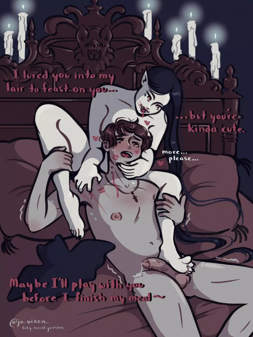 Playing with her food 🩸 (TW blood) happy Halloween!  posted by jo_vixen_