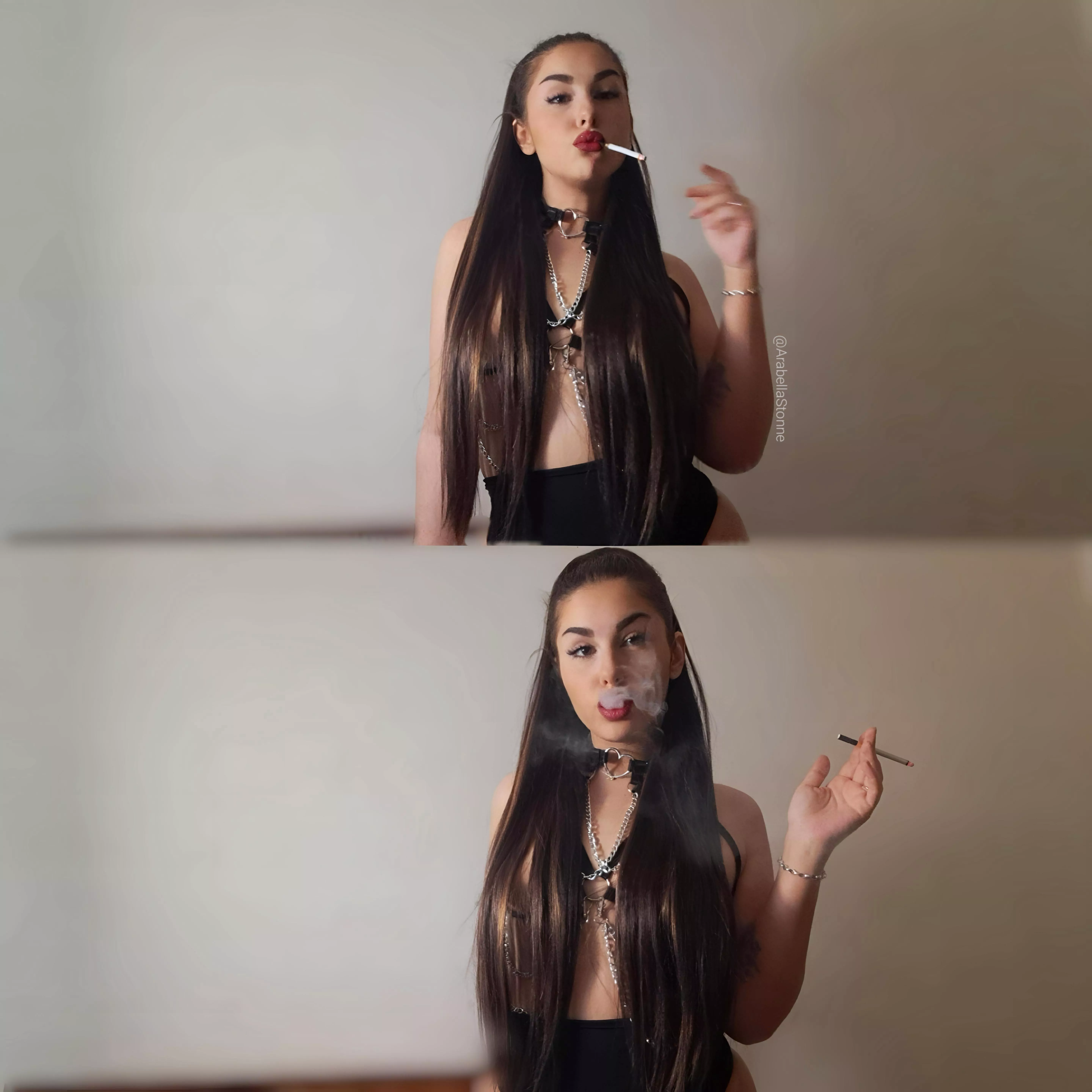 Red lips pair so good with the smoke posted by ArabellaStonne