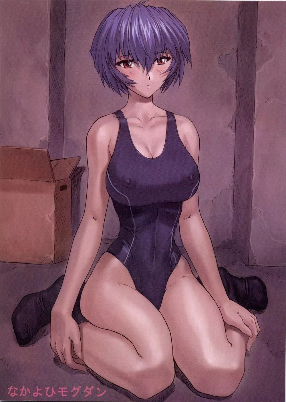 Rei Ayanami in a skimpy black one-piece swimsuit [Evangelion] (Mogudan) posted by ecchi_neko