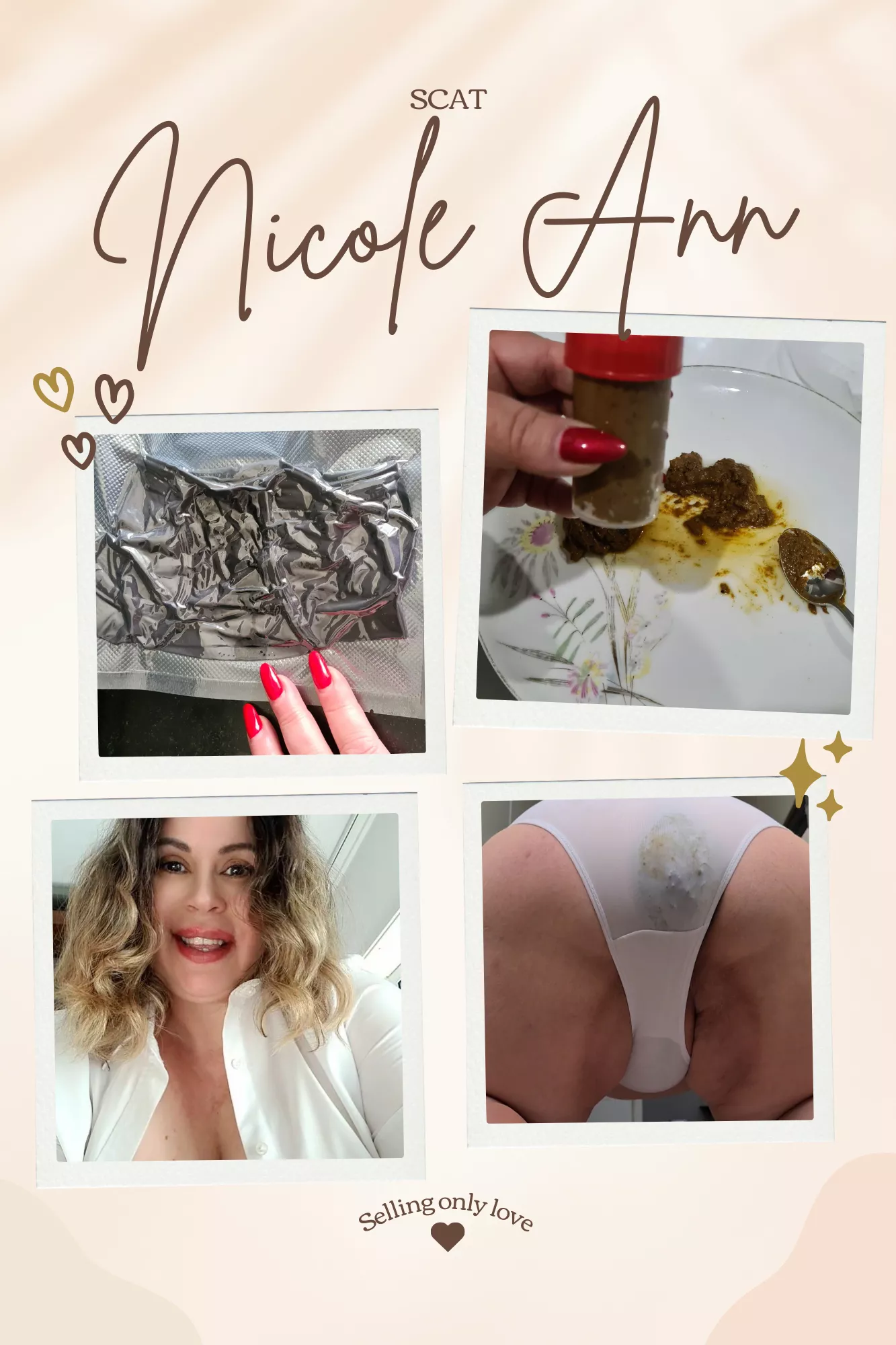 Taboo items [Scat] [Pee] [Spit] [Vomit]. I'd love to customize a pair of filthy panties/socks buttplugs for you! Also selling jars/ vials (for this Europe only) Google Drive/ Telegram vids, customs, sexting video calls. [Selling] posted by bbwnicoleann