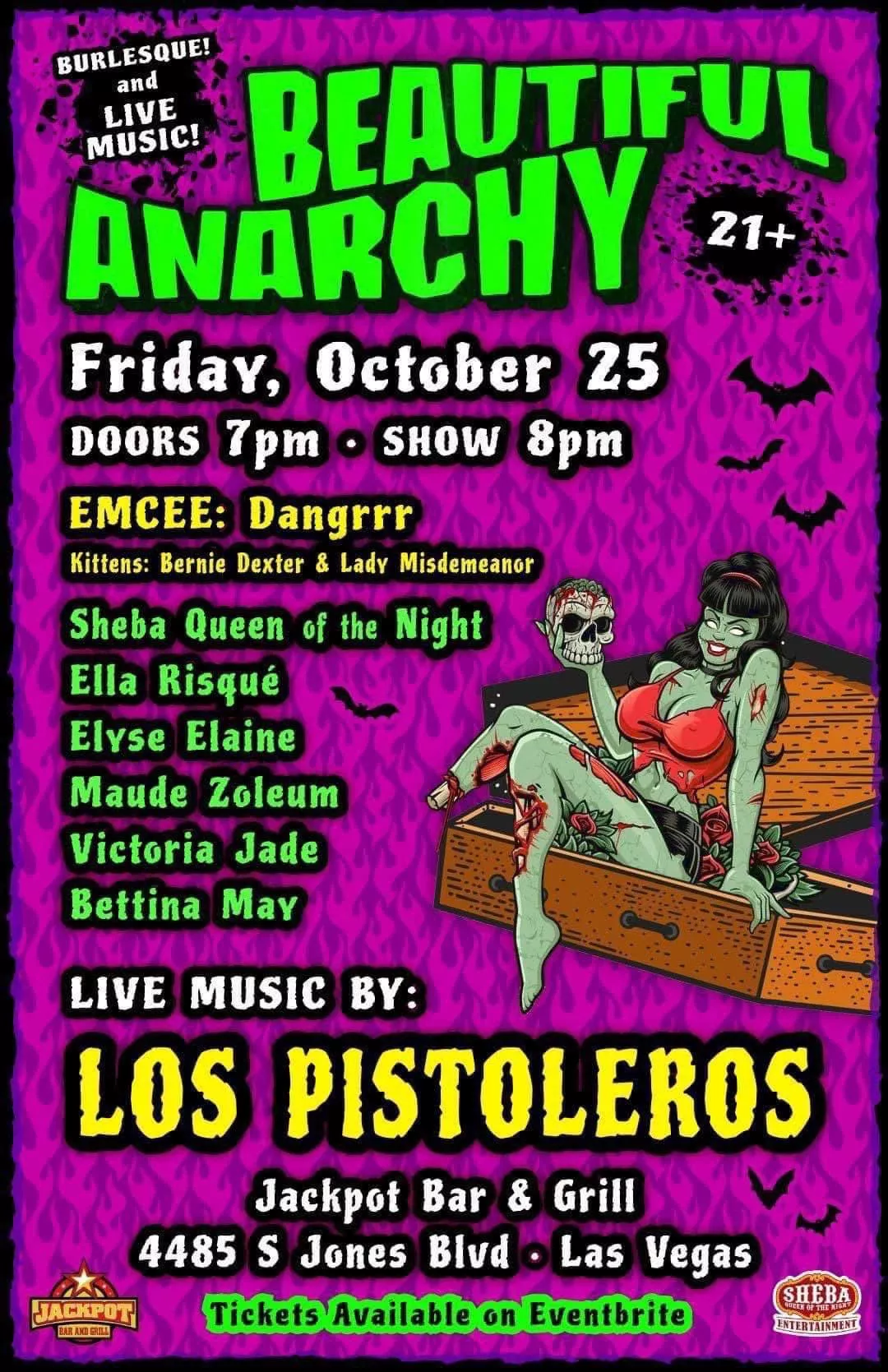 Friday Night! Come join us for a killer Burlesque show with Live Music by a Rockabilly Band from Reno!  posted by ShebaQOTN