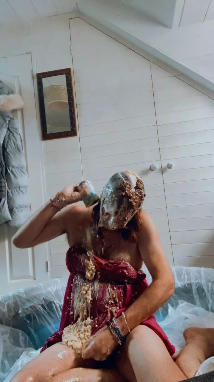 Messy food fun in my pool in evening dress :) posted by Kelly-le-Frock