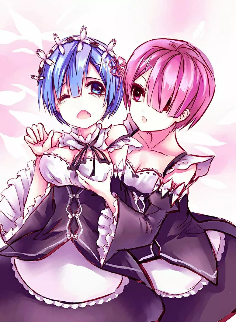 Ram giving Rem a squeeze [Re:Zero] (yoyoda) posted by EvidenceOfDespair