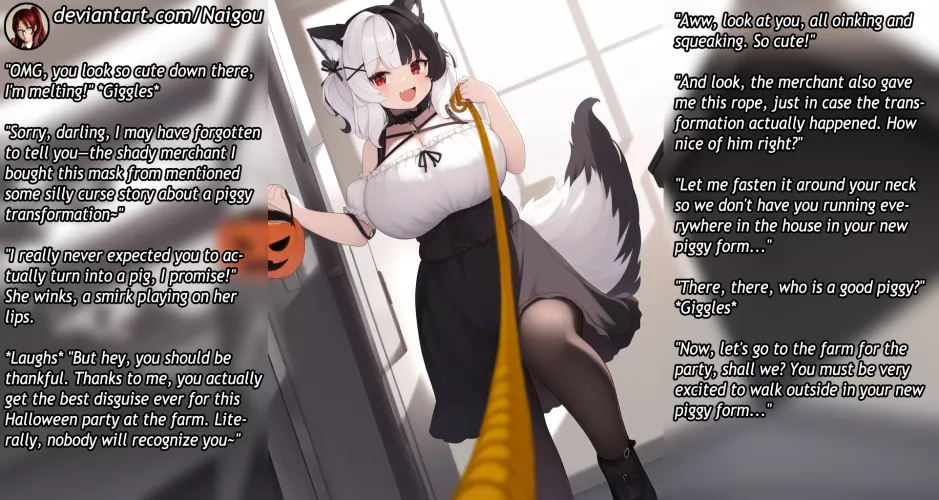 Become her pig for Halloween Part2 [commission][femdom][pig TF][transformation][pet play] [for beta losers only, you've been warned!] by Nalgou