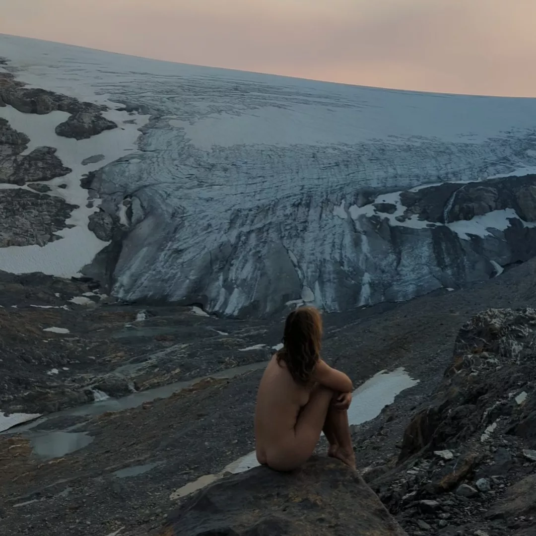 This was such a magical moment, sitting nude watching the sunset over a glacier posted by Rileyjademodel