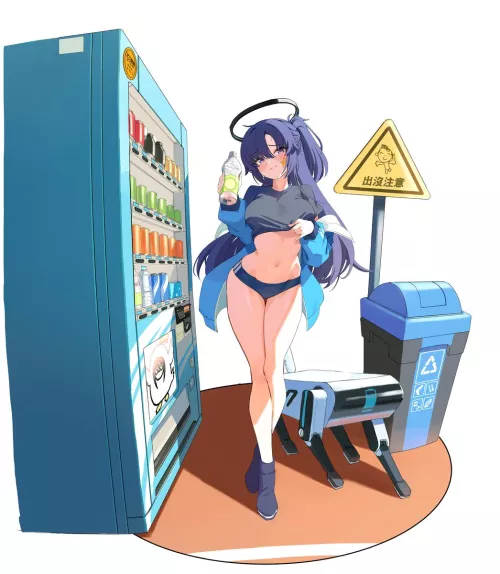 yuuka showing off that tummy: artist TD
 by Upper-Ad9228