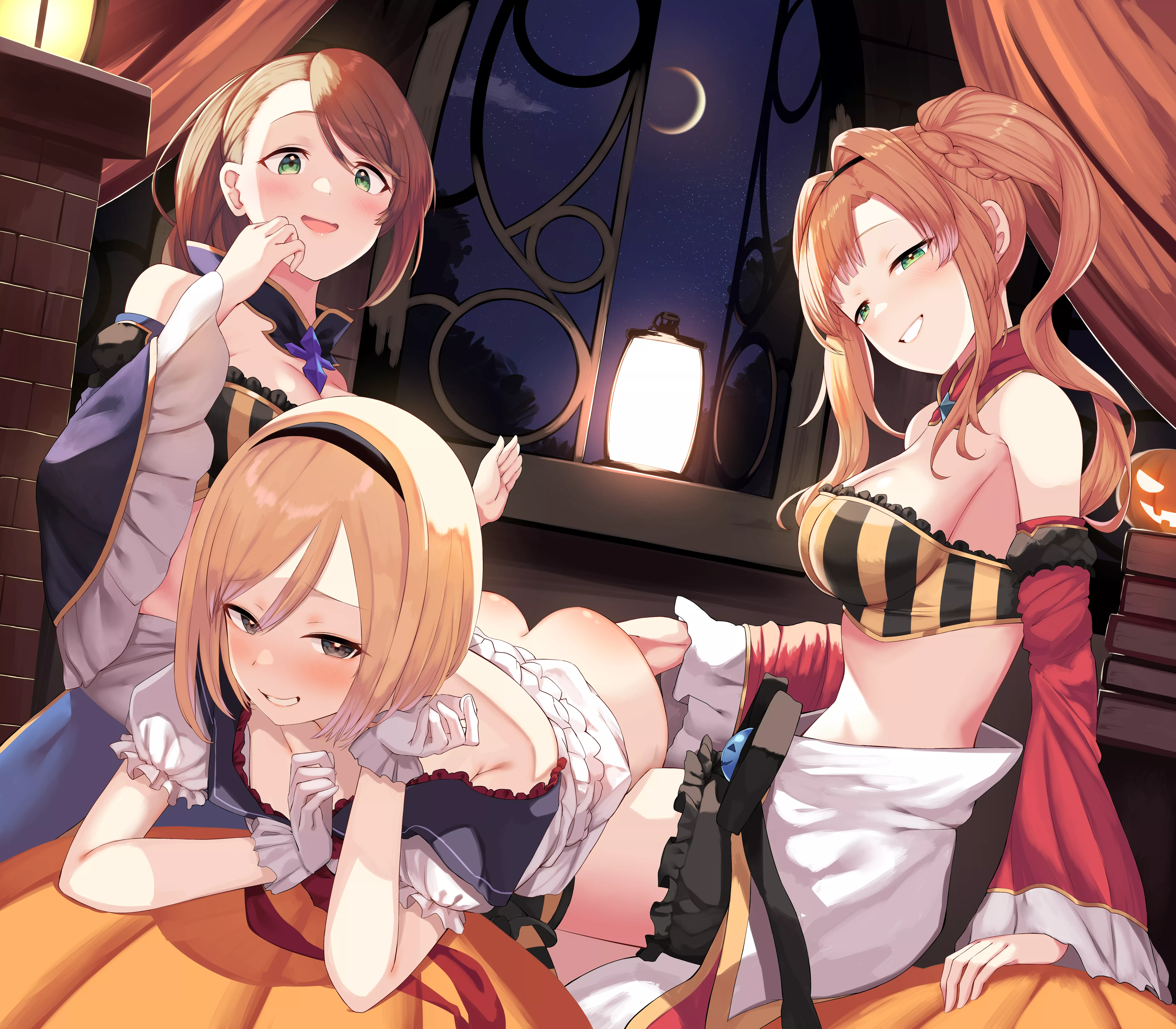 Zeta and Beatrix spank Djeeta to celebrate Halloween (やま兎)[Granblue Fantasy] posted by SlientLittleJohnson