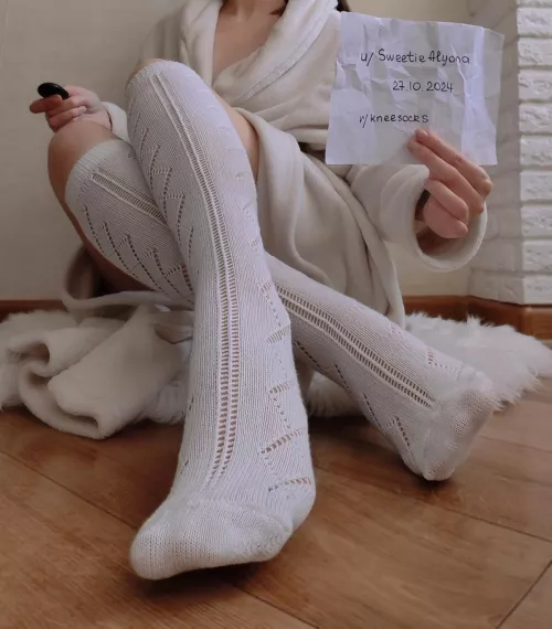my morning starts with my cozy home outfit and verification in r/kneesocks by SweetieAlyona