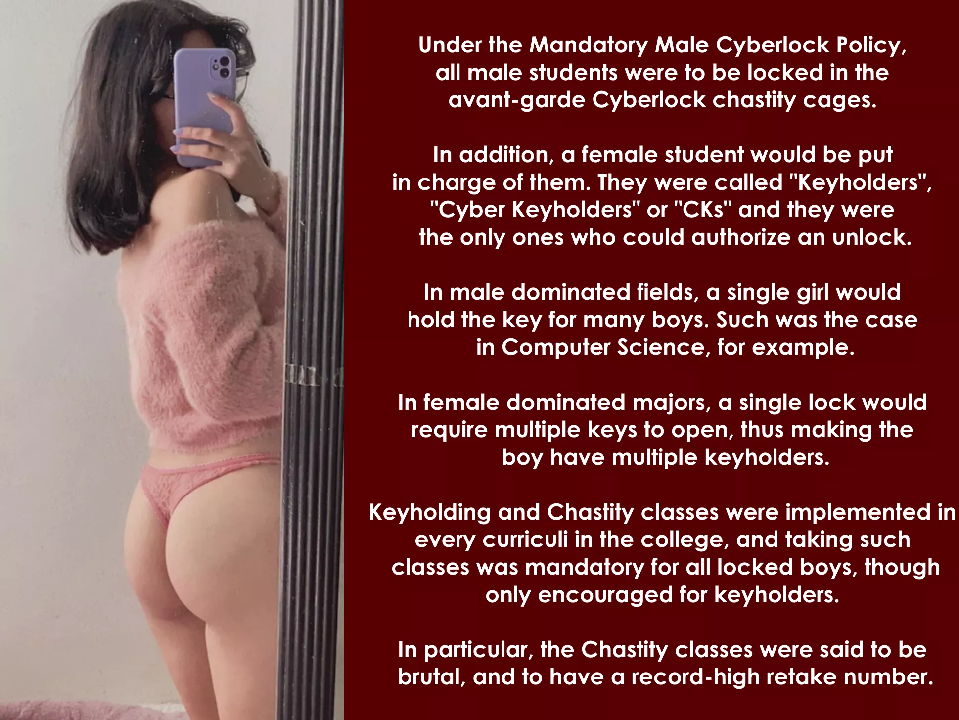 The Mandatory Male Cyberlock Policy sure changed the college experience, for boys and girls alike🩷🔑 posted by PlayWithMyHair9