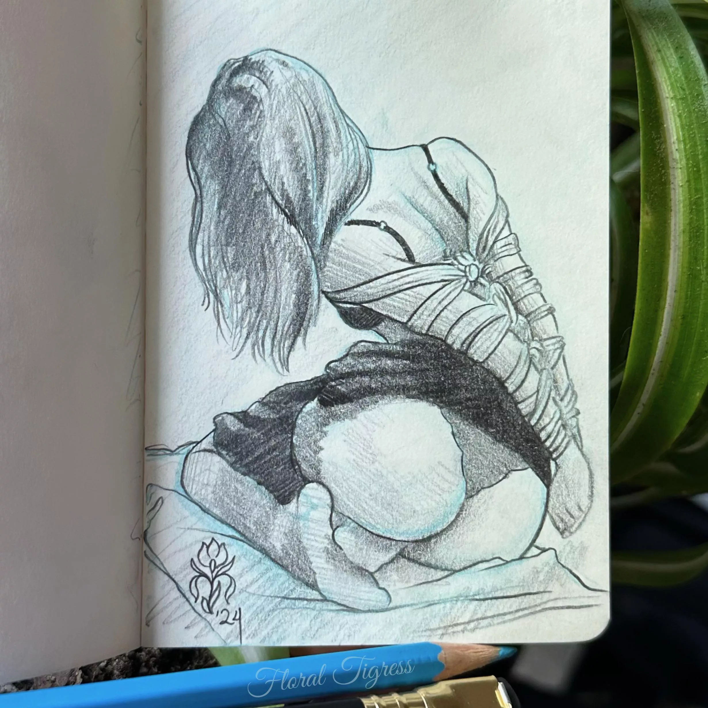 A Quick Shibari Sketch, by me posted by FloralTigress