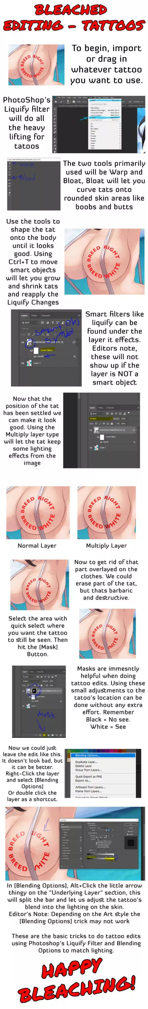 Bleached Tutorial  - Tattoos by jjhung100