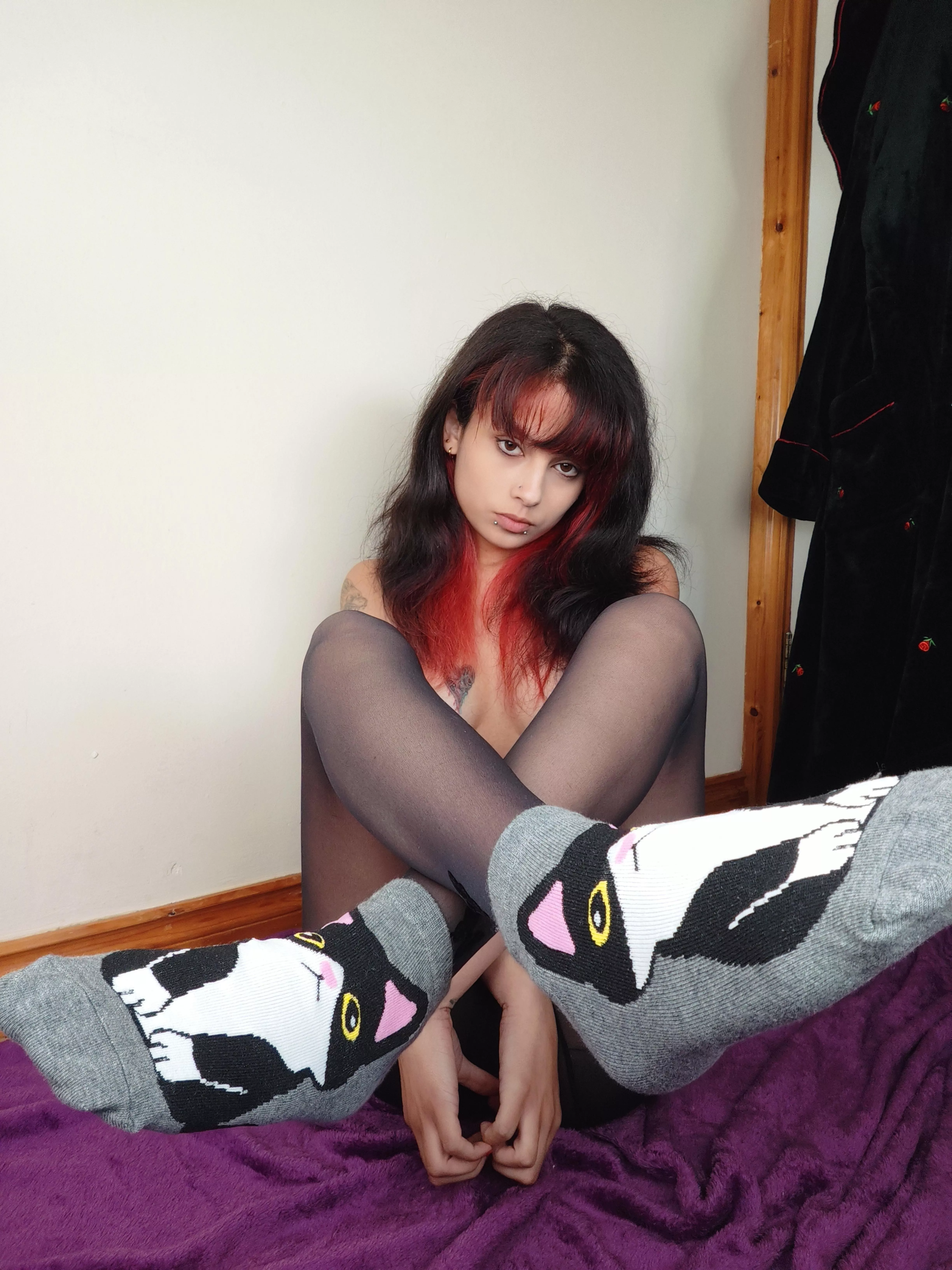 cute kitty socks so happy and cute  posted by Vixens-Destiny