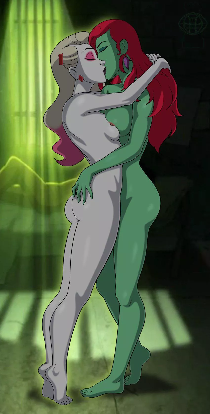 [Eye Of The Beholder] (D.C. Harley Quinn show) Harley Quinn & Poison Ivy share a naked kiss posted by villianrules