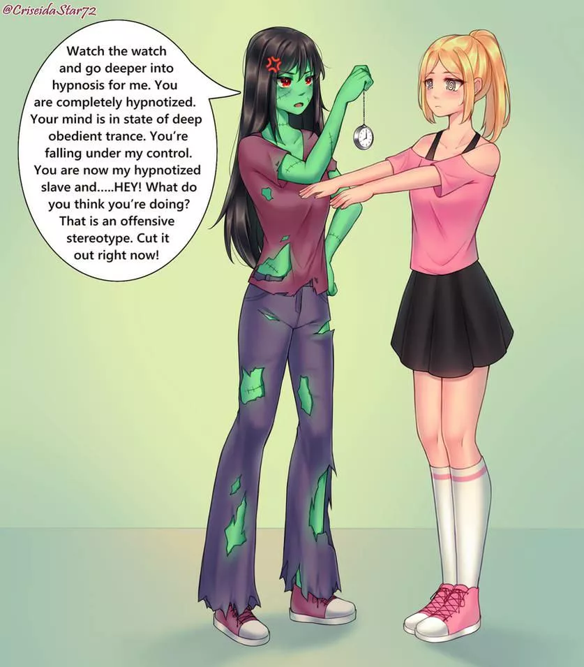 Hypnotic Zombie takes offense to hypnotized zombie [OCs] (CriseidaStar72) posted by Rathbane12
