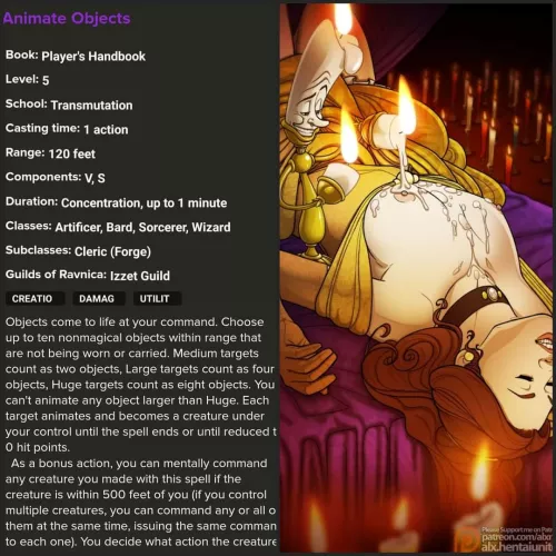 What other uses for Animate Object can you think of? Art credit: alexhentai by Ur_DungeonDaddy