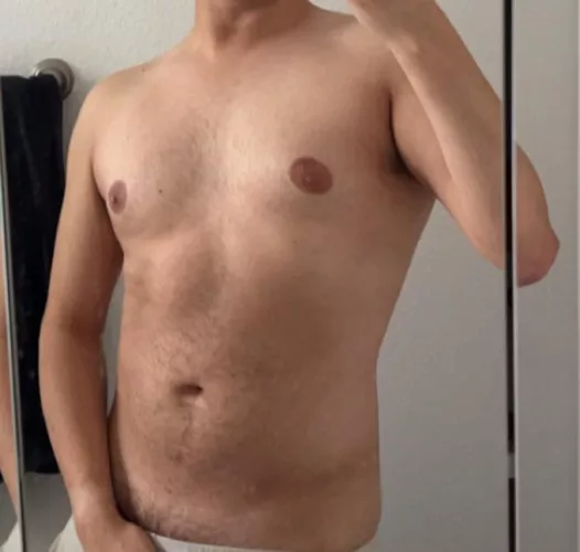 bathroom mirror nipple tease 😅 by JuggernautFrequent26