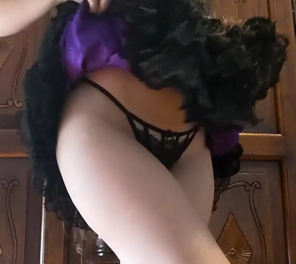 I love combining multi-layered ruffled skirts with skimpy panties, makes for a nice surprise posted by darkspellslingerie