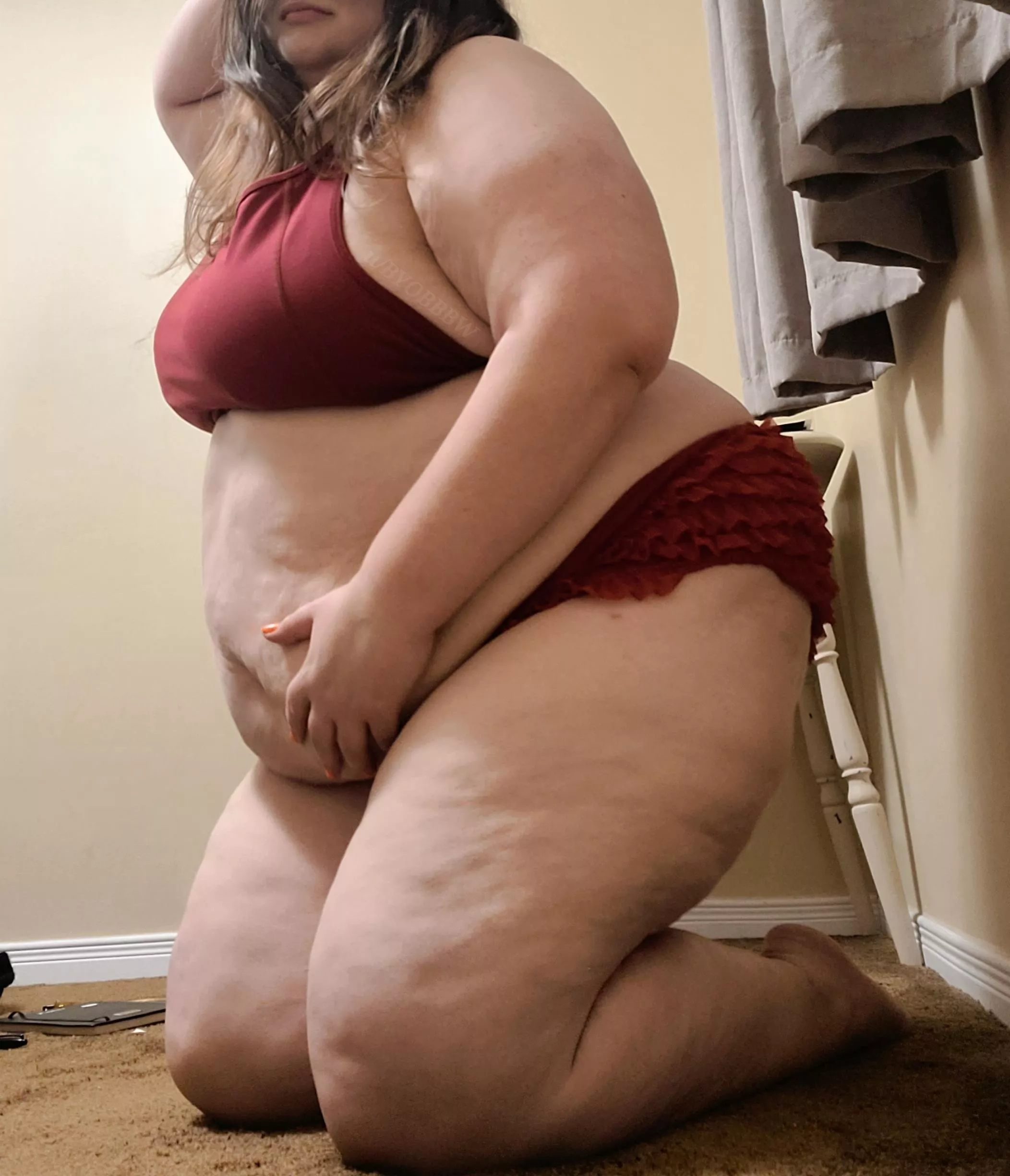 I may or may not still be wearing this with the horns from halloween, it's anyone's guess 😏 posted by BYOBBBW