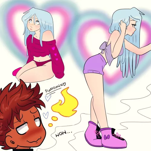 [OC][Our Little Universe] Just Furi admiring her little siren love, Eva 🥰 I definitely love those cute fluffy sneaker slippers on her too! 😍❤️ by OneLayerGirl