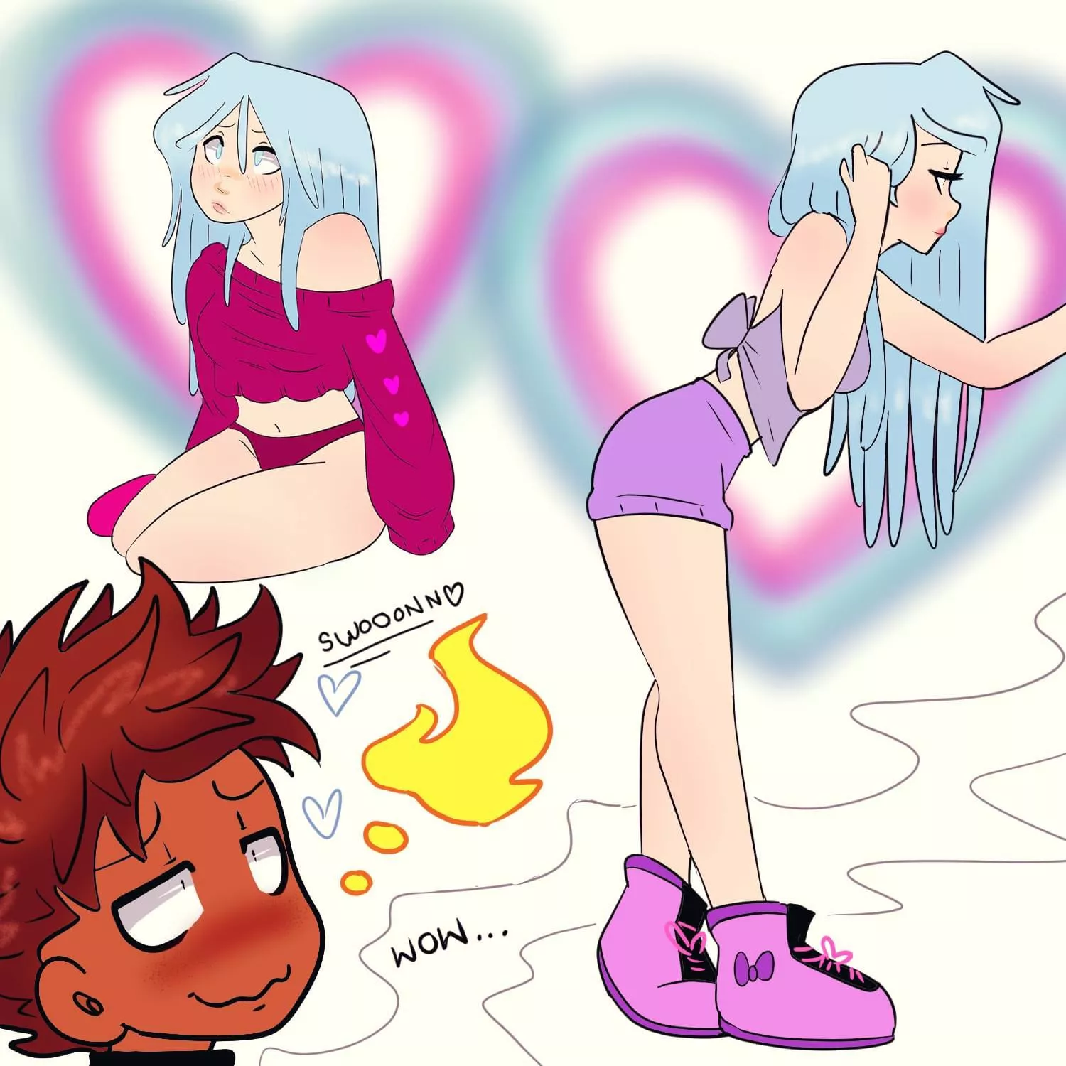 [OC][Our Little Universe] Just Furi admiring her little siren love, Eva 🥰 I definitely love those cute fluffy sneaker slippers on her too! 😍❤️ posted by OneLayerGirl