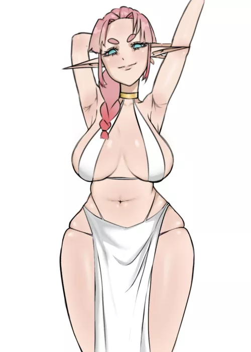 Busty elf by No_Name2288