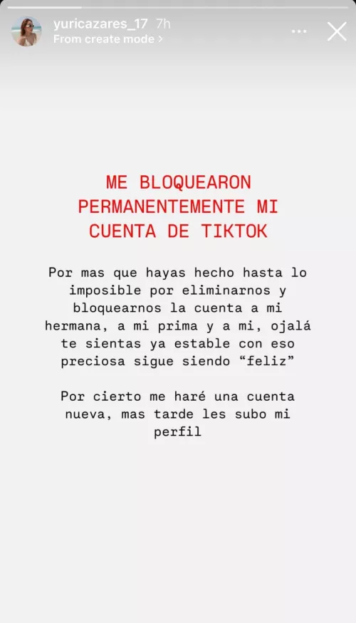 The TikTok accounts of Yuri and Georgia Cazares López (cousins of Ovidio Guzmán López) were permanently banned  by Ok_Head368