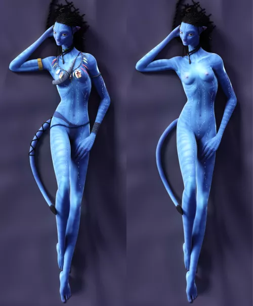 Na'vi model posing nude (Fierox88) by NastinaX