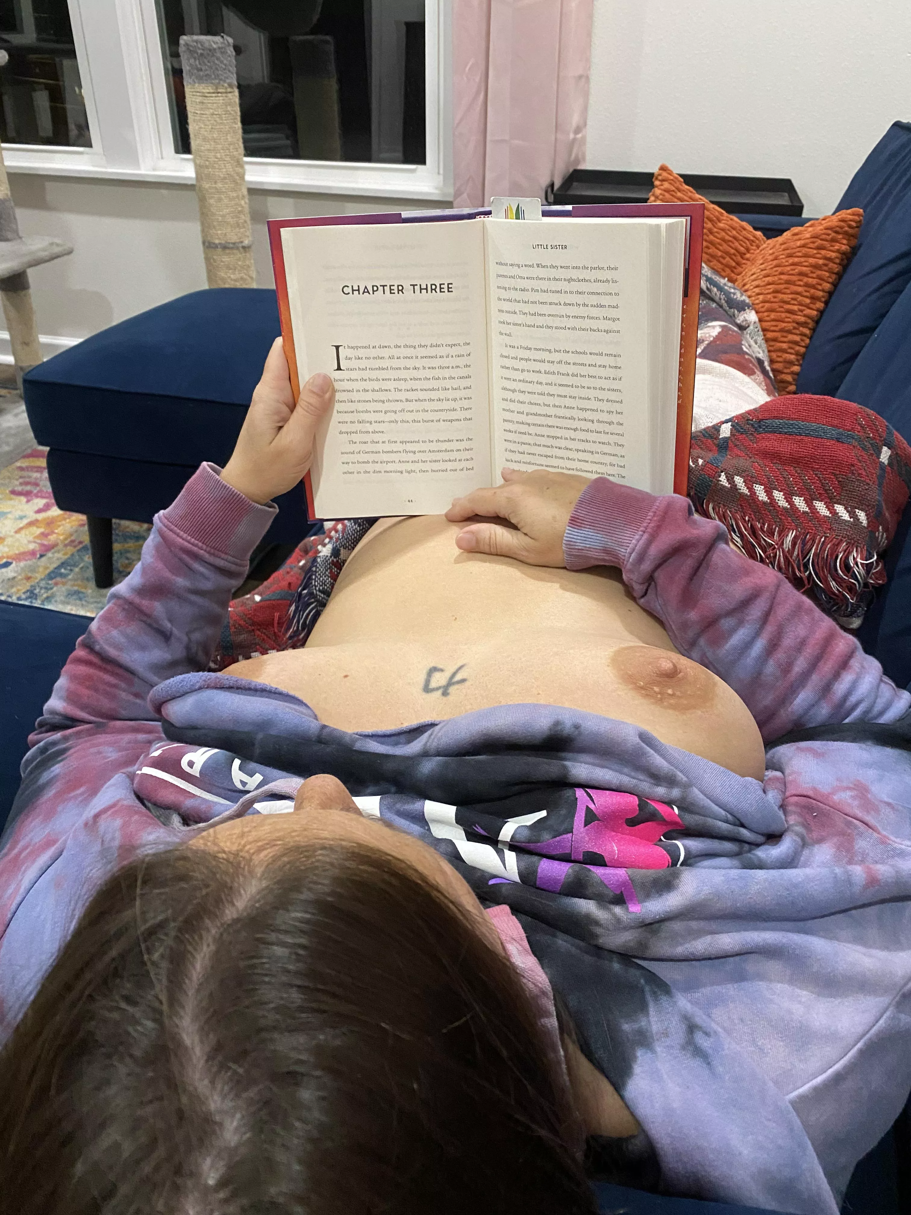 The best way to read is usually naked but it’s getting colder…really enjoying this book posted by Frogger9999