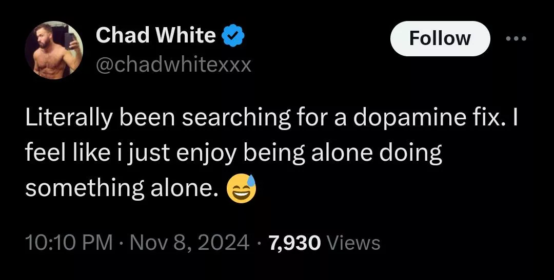 Chad White alone posted by rage_guy311