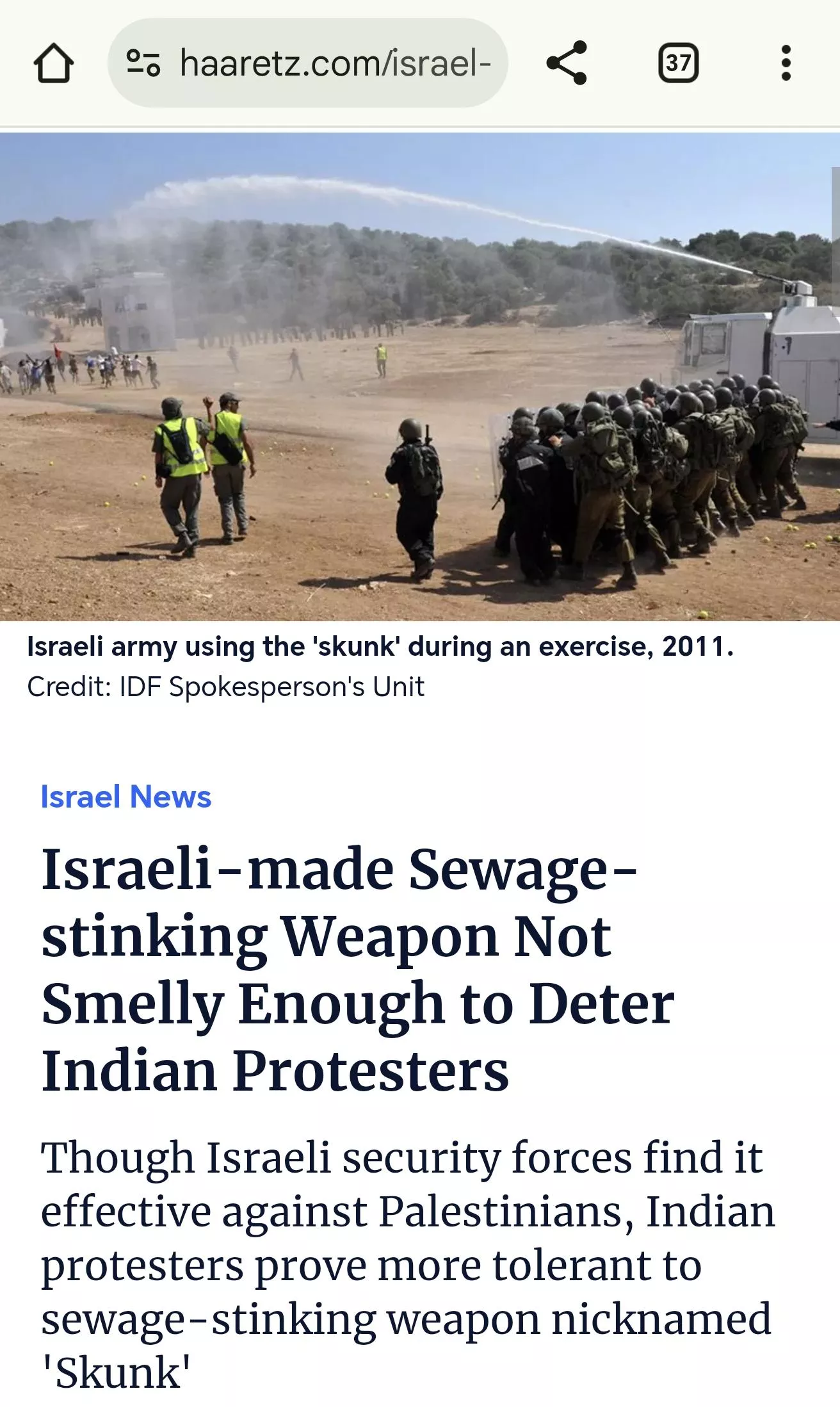 Israeli-made Sewage-stinking Weapon Not Smelly Enough to Deter Indian Protesters posted by pedowithgangrene