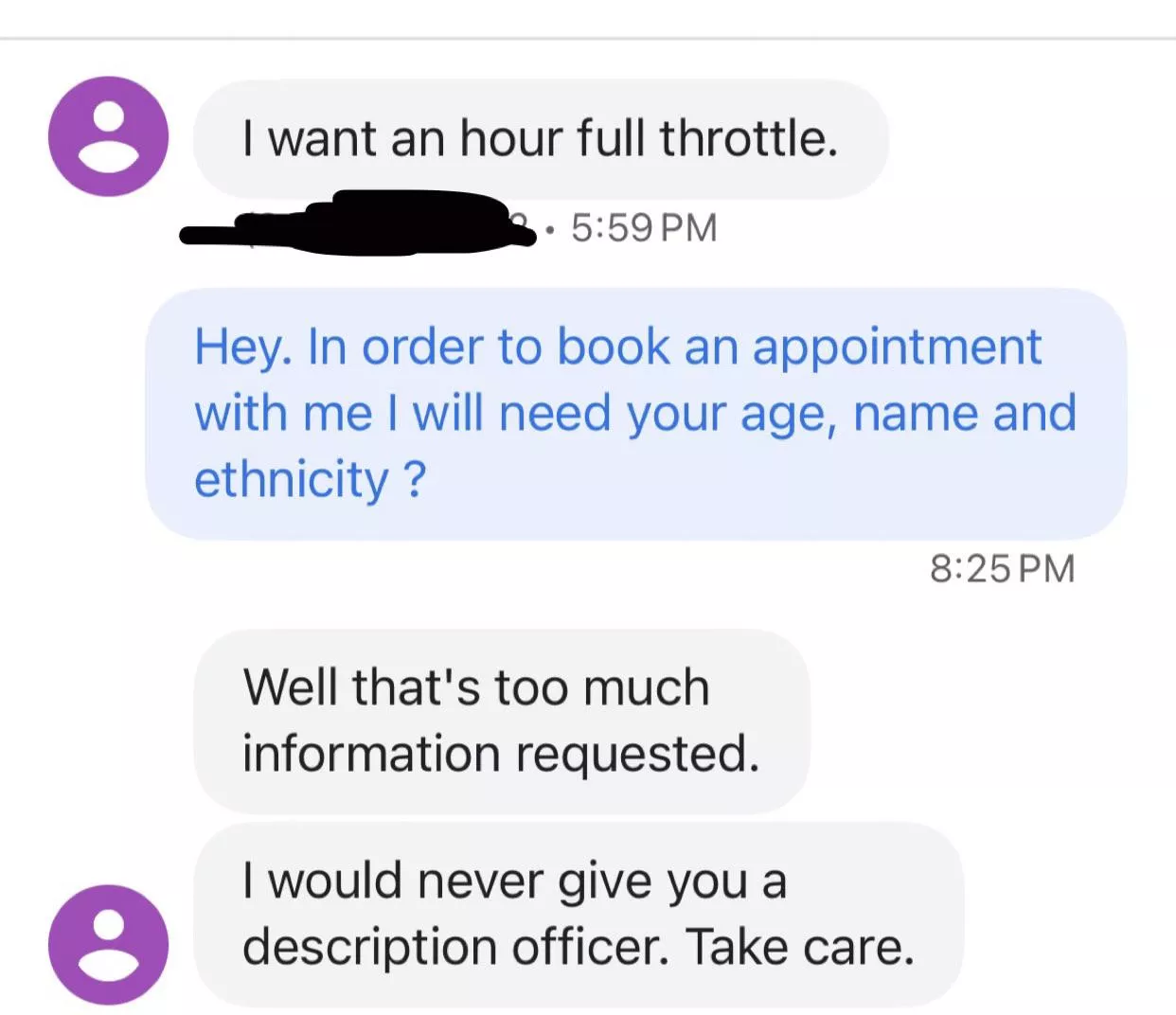 lol umm okay. What you hiding so bad that I can’t even get your name and age  posted by Electrical-Brief5840