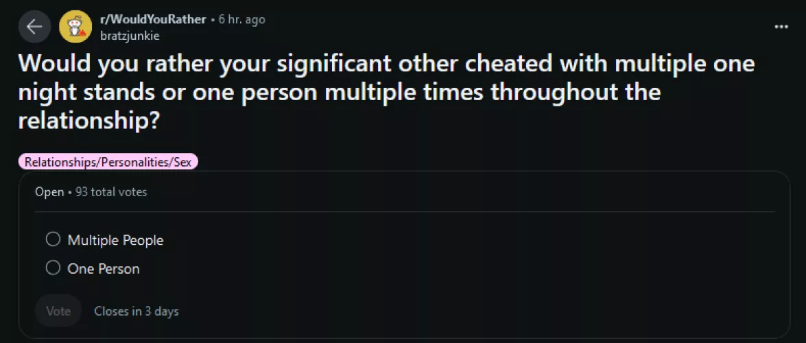 Between these two choices, what type turns you on the most when it comes to NTR stories? by Broad-Watercress8765