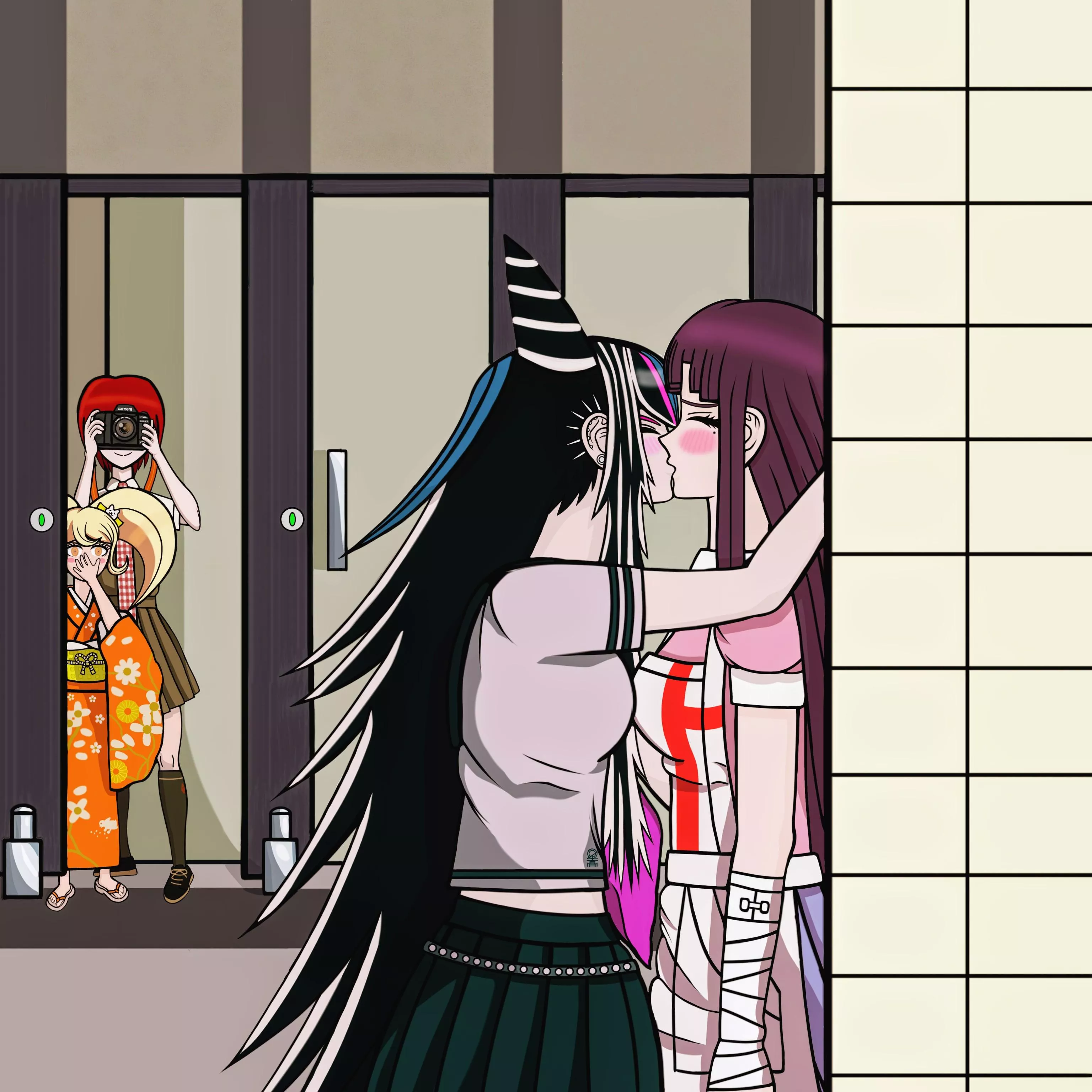[Danganronpa] Ibuki Mioda x Mikan Tsumiki kiss by @bandaid_rocks posted by bandaid_rocks