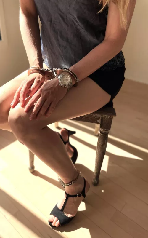 [F] Chose my hinged cuffs for today's selfbondage by JessicaShackled