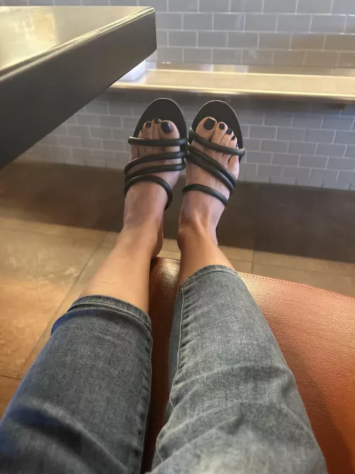 Had to take a pic of my feet in these sandals while at dinner by archnemesis0923