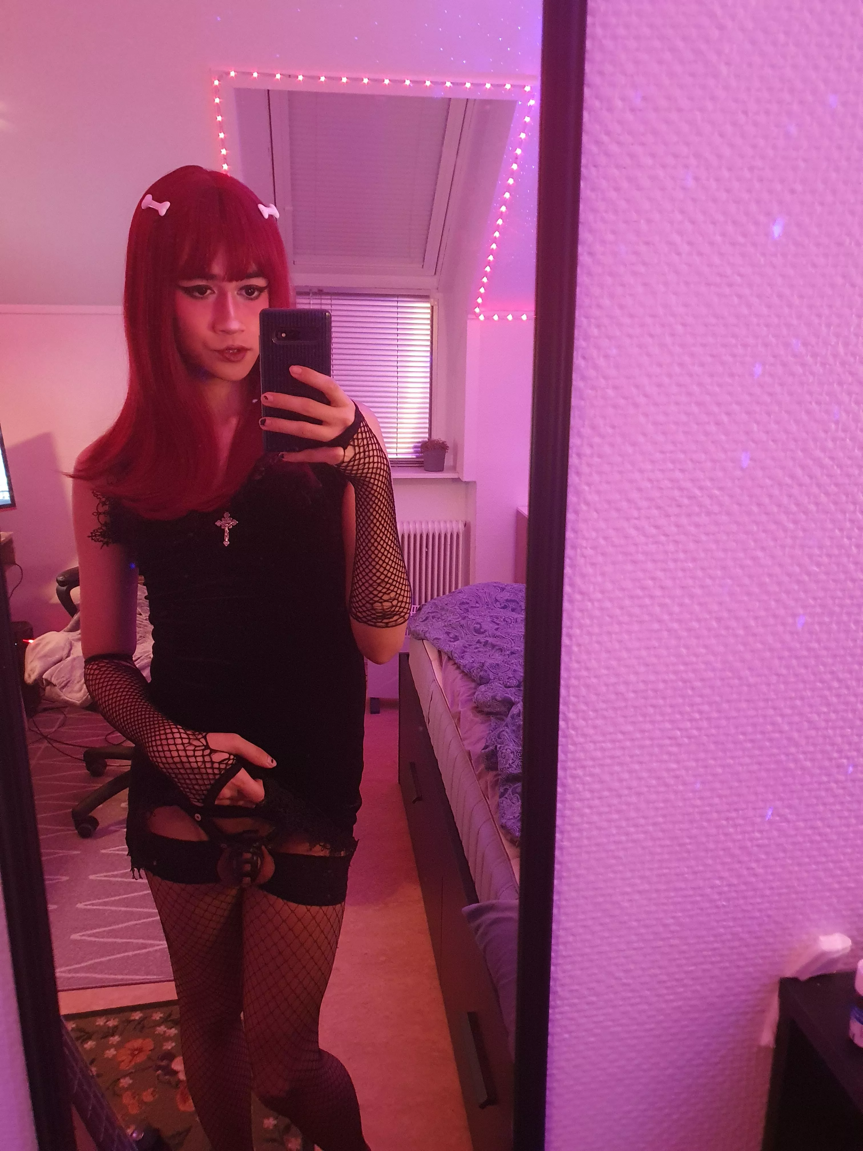 Caged under my black dress 🩷 posted by lewdpillows