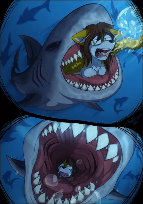 {image} Leshana swallowed by shark (incredibleediblecalico) by TheDarkLordScaryman