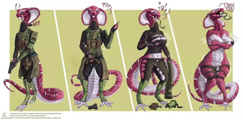 Snitty Committee's Victim (Male Anthro Viper to Female Anthro Viper) by XenTheTechnomorph