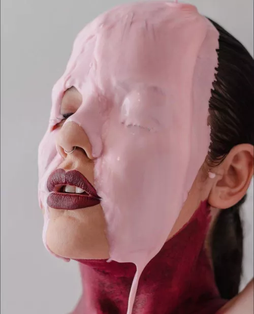 Strawberry yogurt soaking my face and running down my body. by Angelica__bomb