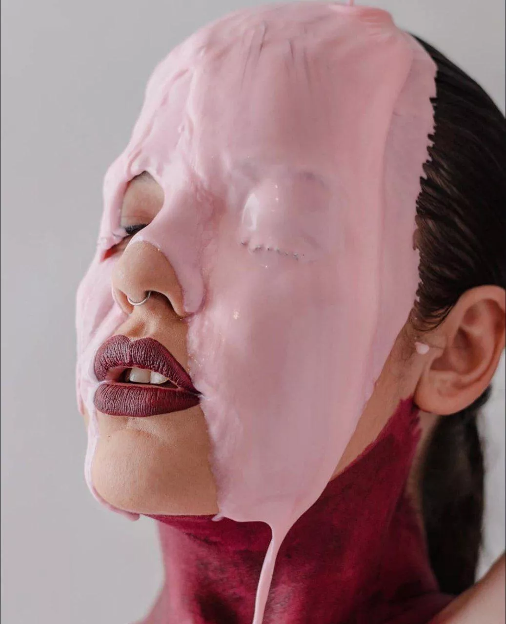 Strawberry yogurt soaking my face and running down my body. posted by Angelica__bomb