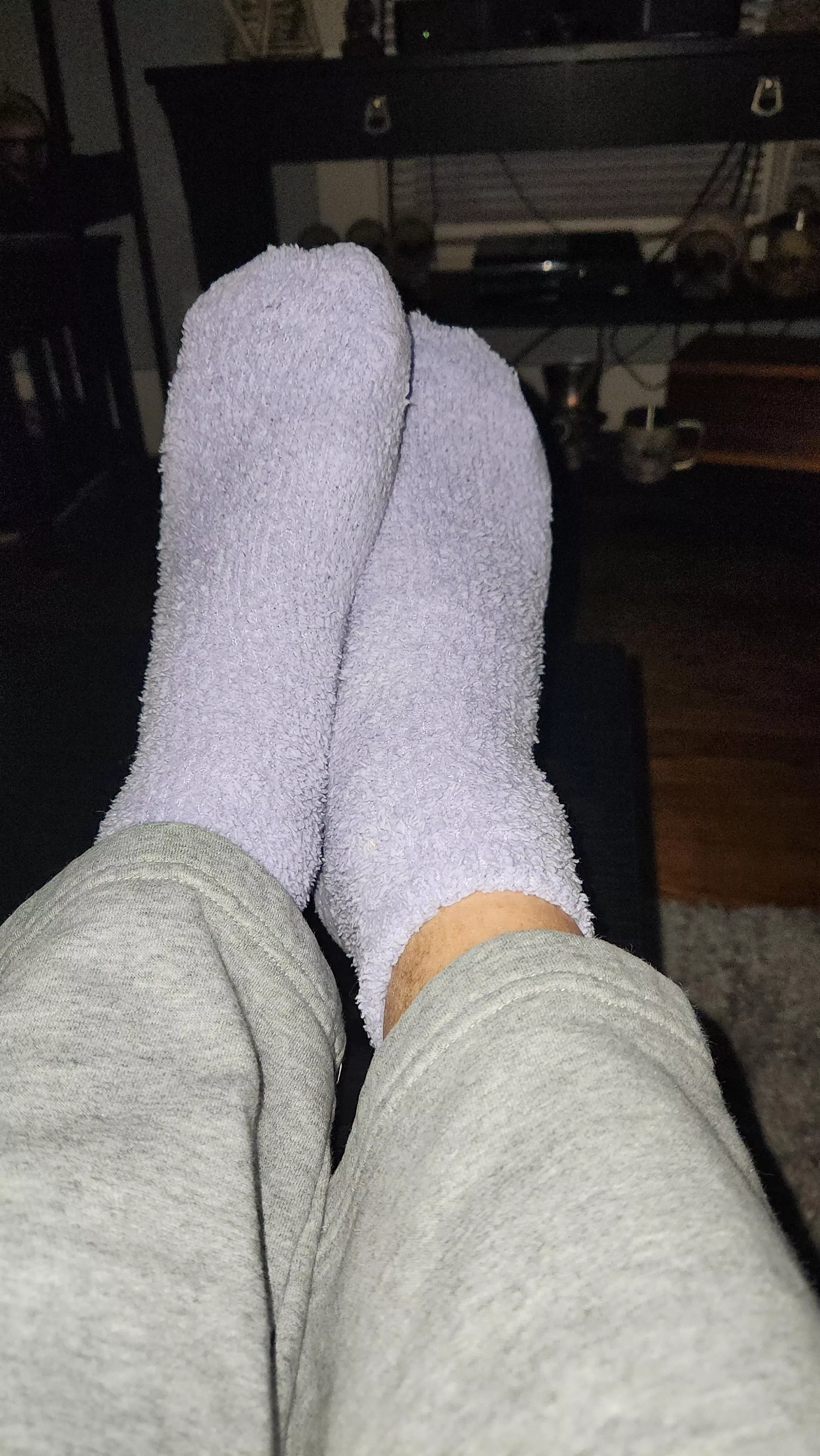 Fuzzy socks in the light feeling right  posted by laceysissyslut