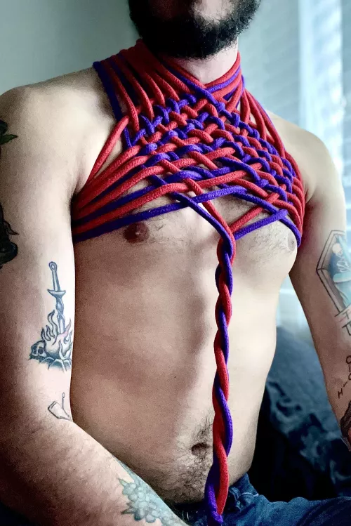 Weaving chest piece ❤️💜 by hedoesrope2